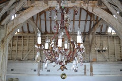 19th Century pair of French Cast Iron framed 8 light chandeliers