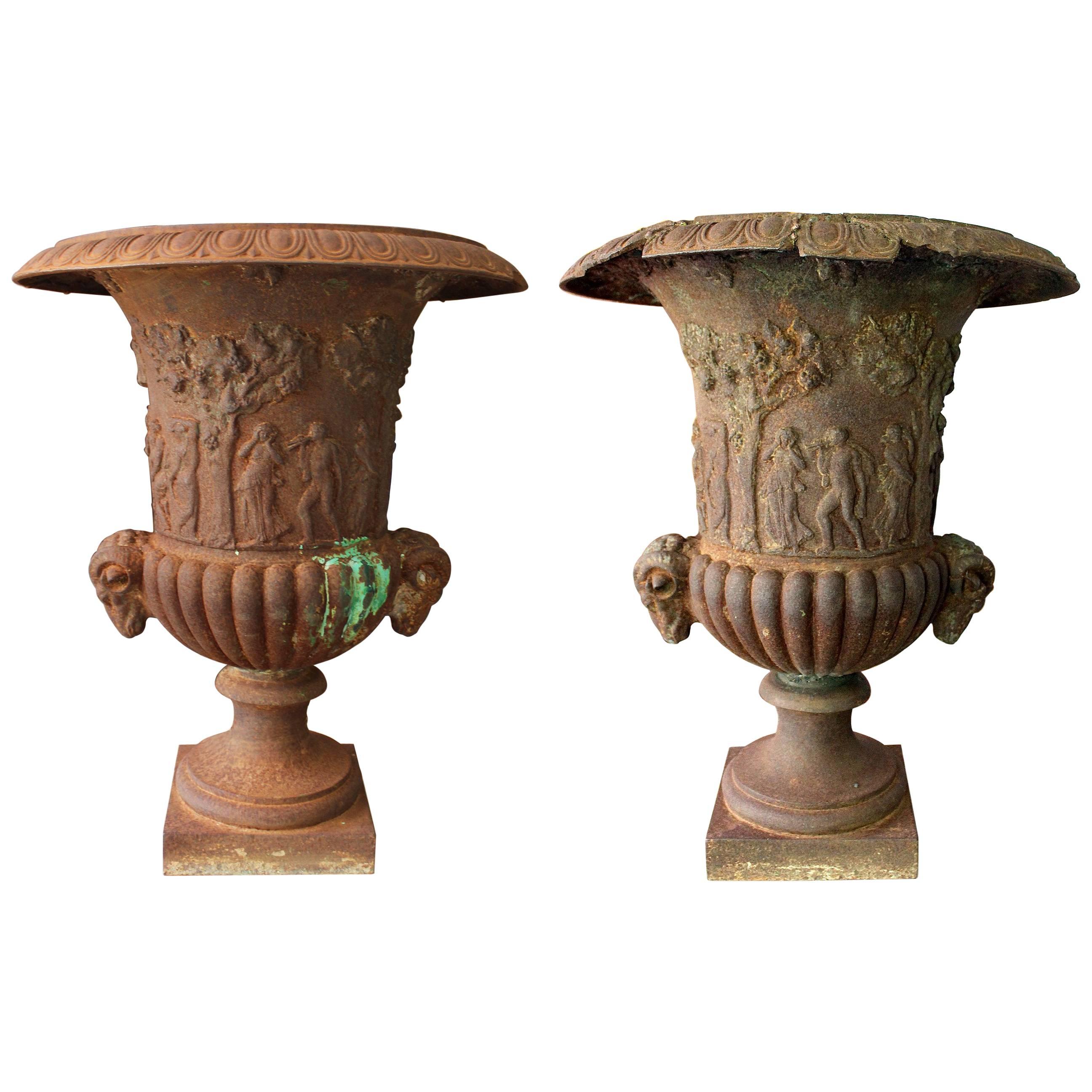 19th Century Pair of French Cast iron Planters