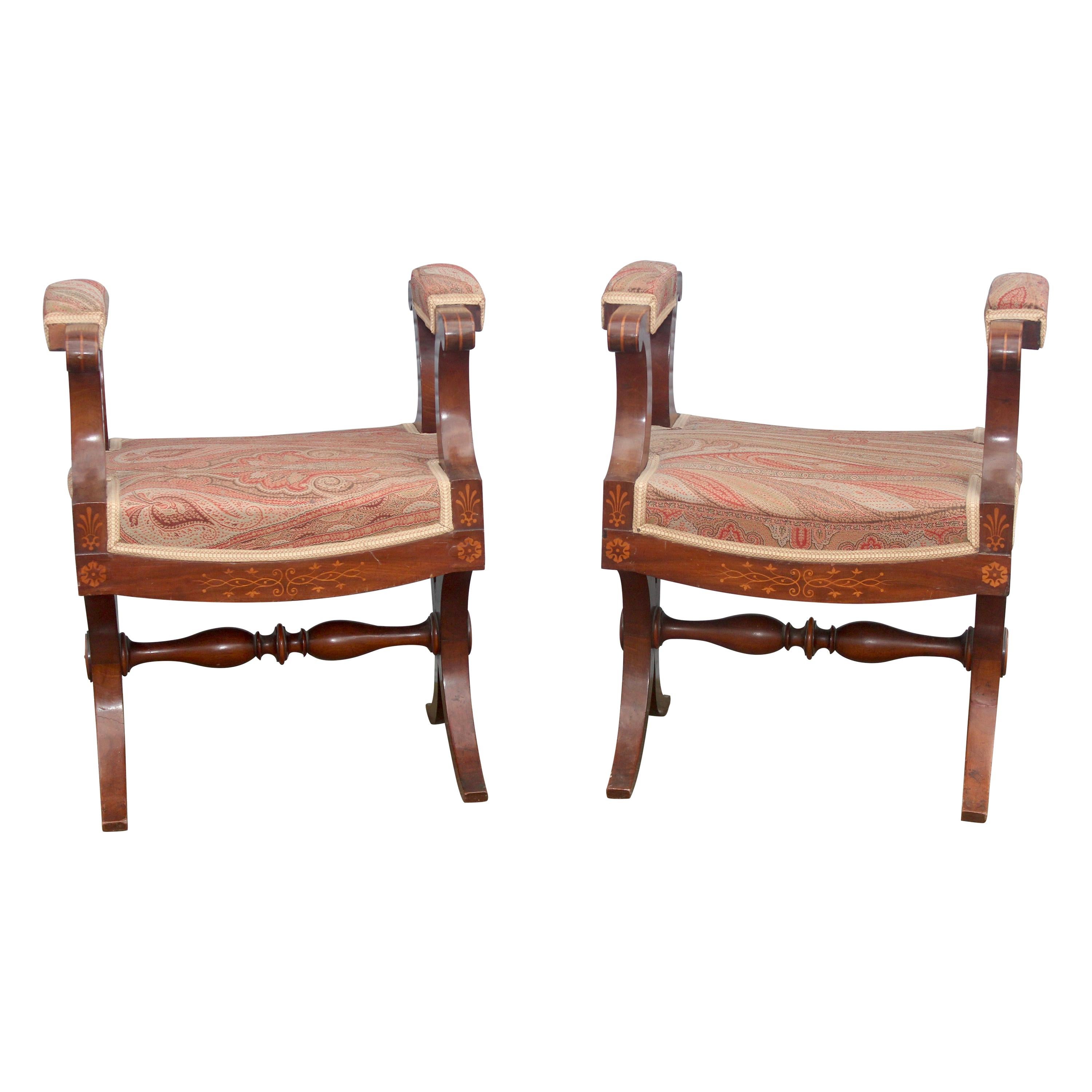19th Century Pair of French Charles X Stools