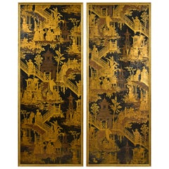 19th Century, Pair of French Chinoiserie Panels