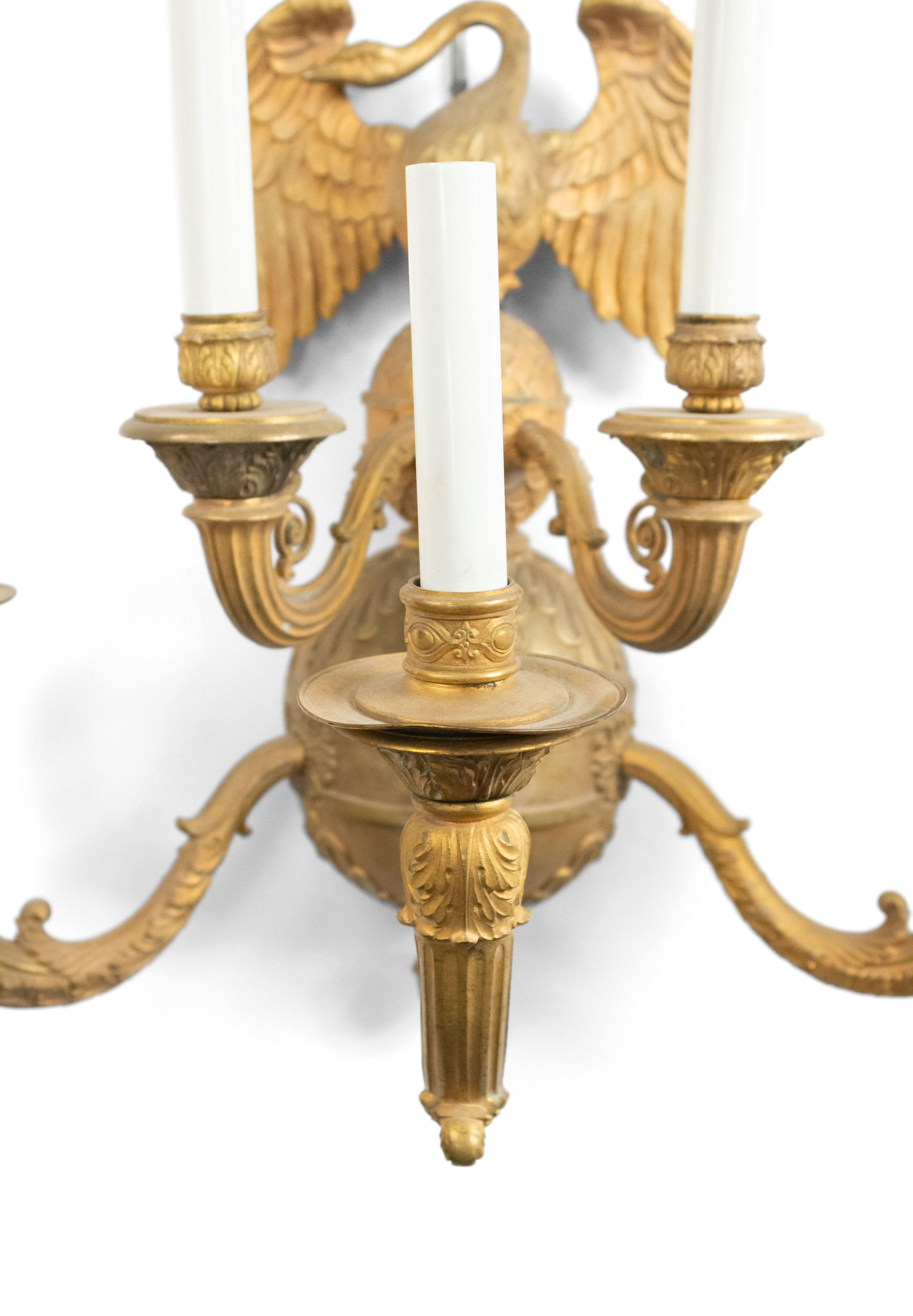 19th Century Pair of French Empire Bronze Wall Sconces In Good Condition For Sale In New York, NY