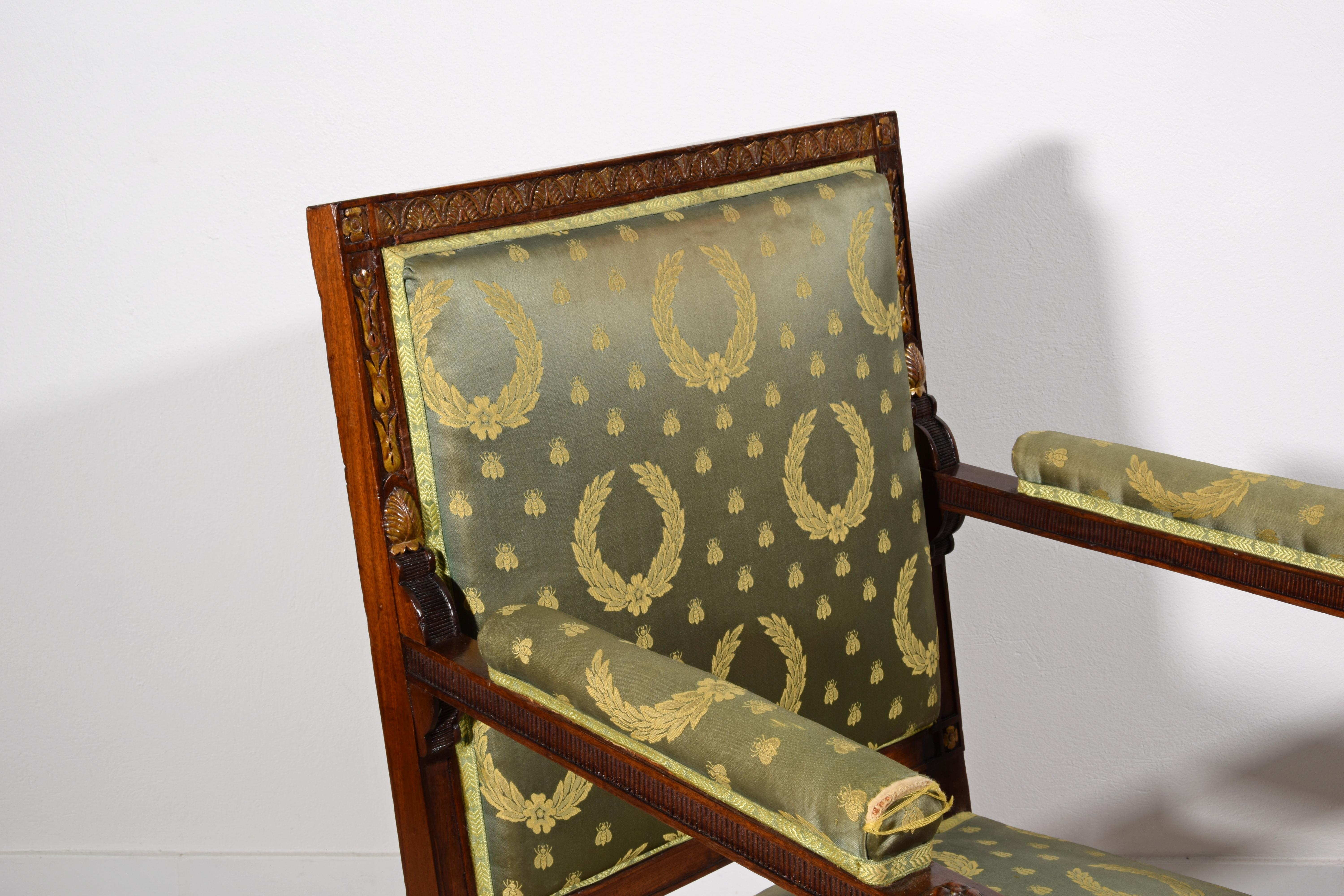 19th Century, Pair of French Empire Style Wood Armchairs For Sale 16