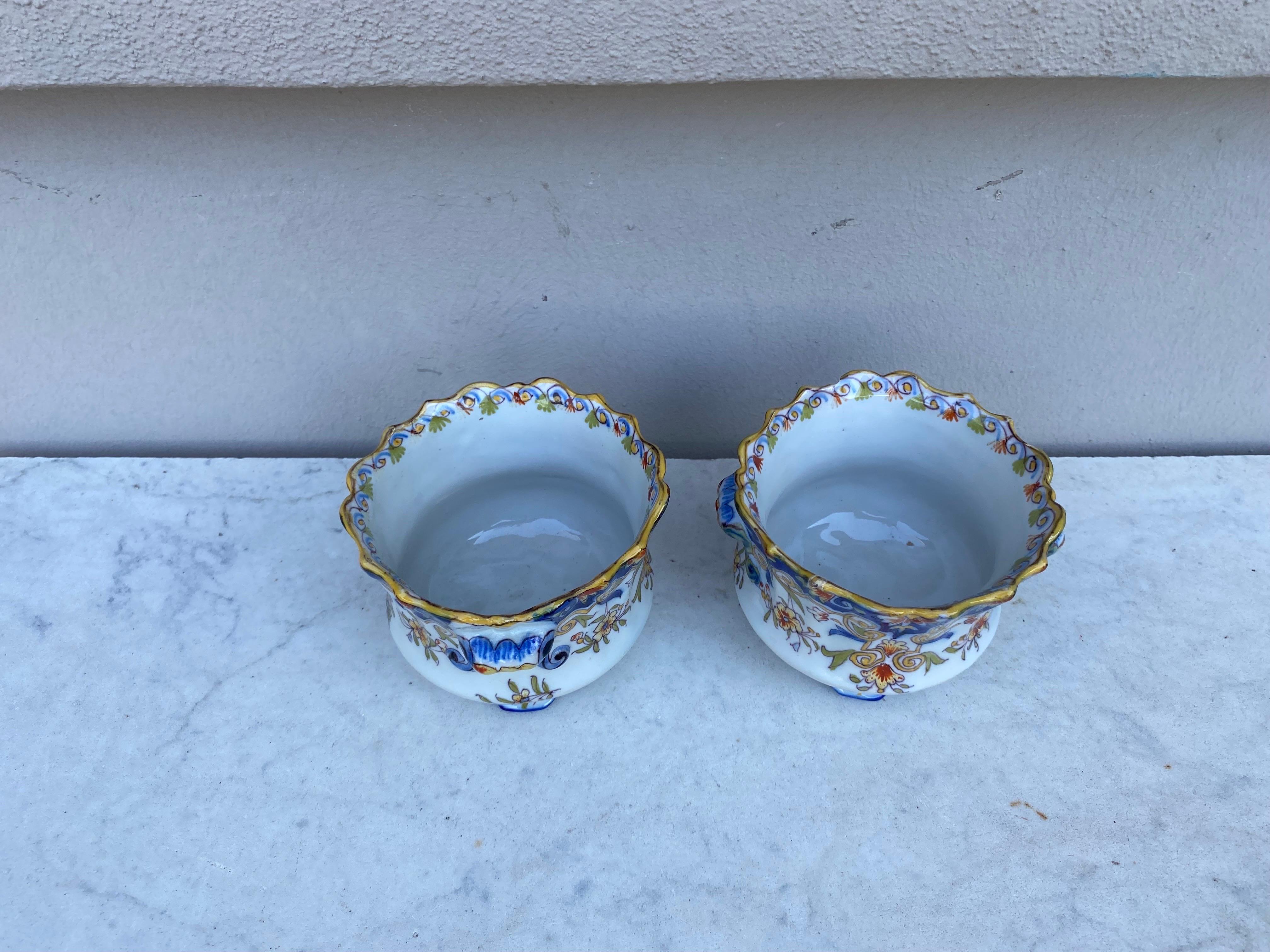 Late 19th Century 19th Century Pair Of French Faience Cache Pots Desvres For Sale