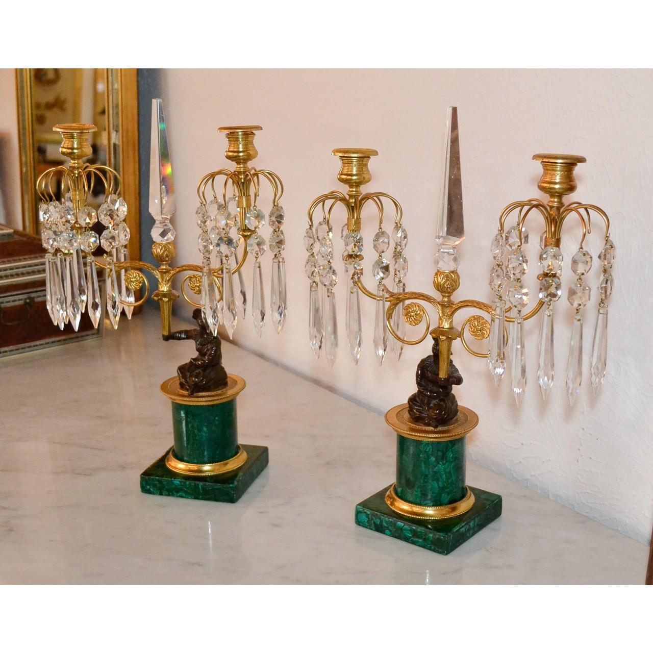 Napoleon III 19th Century Pair of French Figural Candelabras