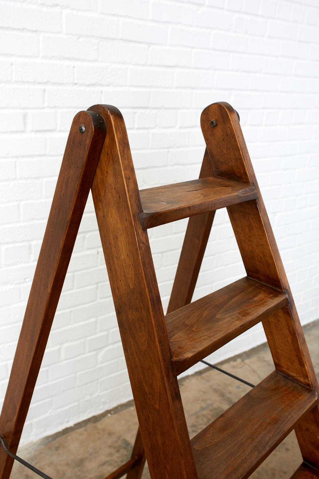 Hand-Crafted 19th Century Pair of French Folding Library Step Ladders