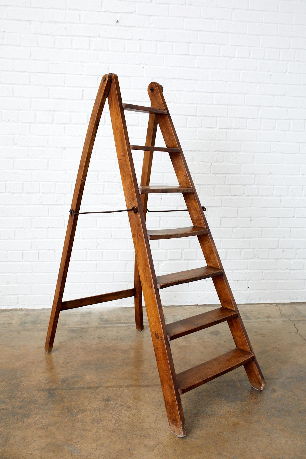 19th Century Pair of French Folding Library Step Ladders In Good Condition In Rio Vista, CA