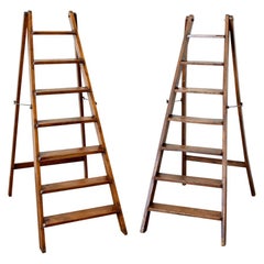 Antique 19th Century Pair of French Folding Library Step Ladders