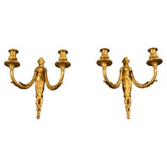 19th century, Pair of French Gilt Bronze Appliques