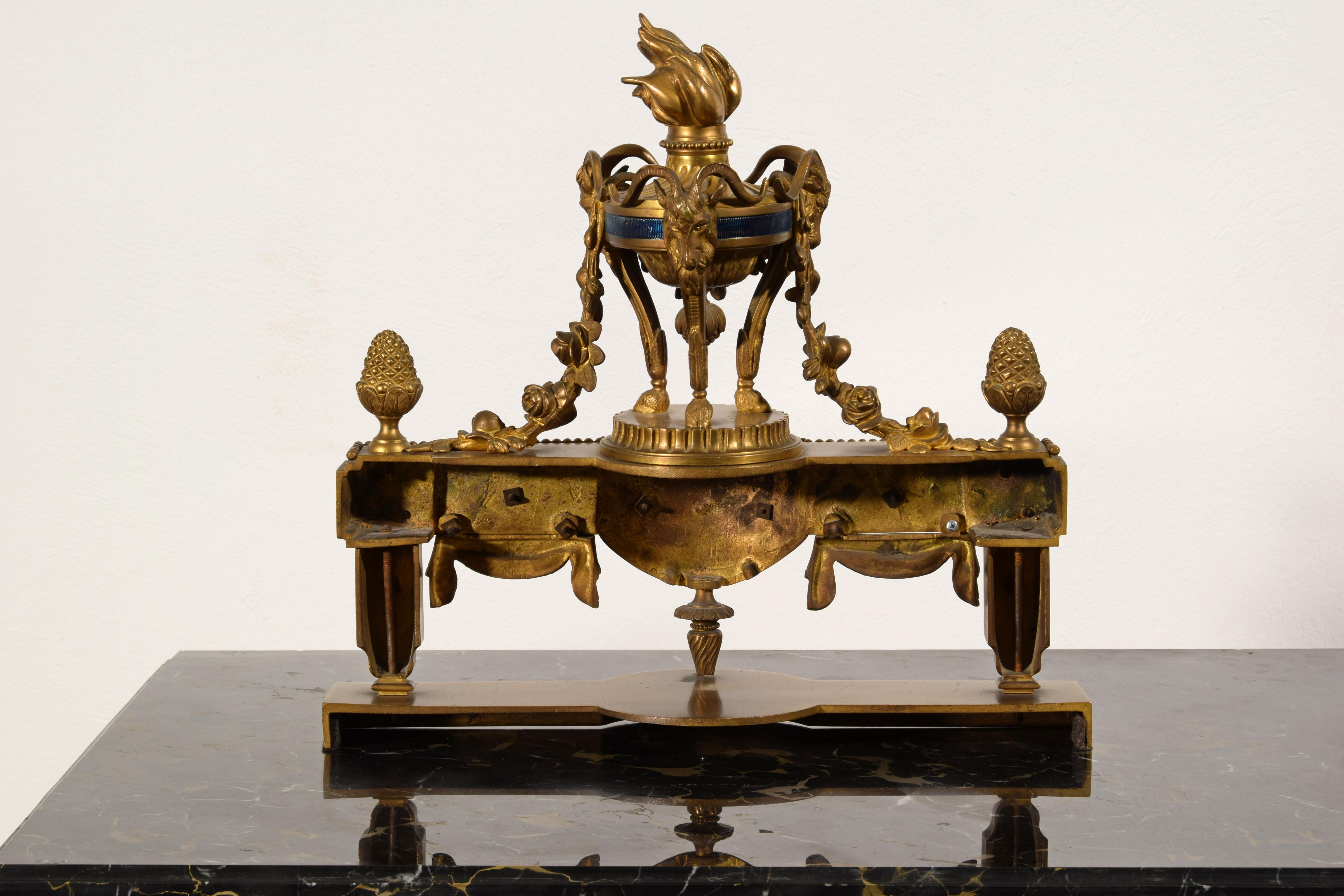 19th Century, Pair of French Gilt Bronze Fireplace Chenets For Sale 16