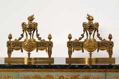 19th Century, Pair of French Gilt Bronze Fireplace Chenets