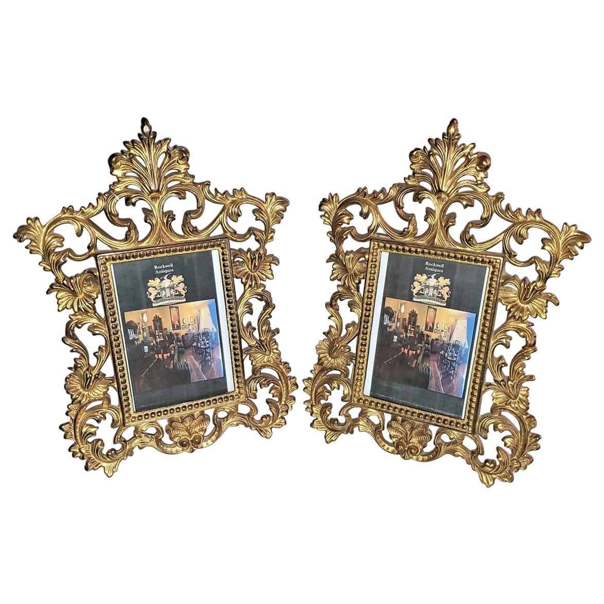 19th Century Pair of French Gilt Metal Photo Frames by Beatrice