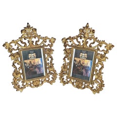 Antique 19th Century Pair of French Gilt Metal Photo Frames by Beatrice