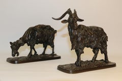19th Century Pair of French Iron Male and Female Goats after P J Mane circa 1850