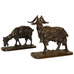 19th Century Pair of French Iron Male and Female Goats after P J Mane circa 1850