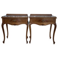 19th Century Pair of French Louis XV Carved Nightstands