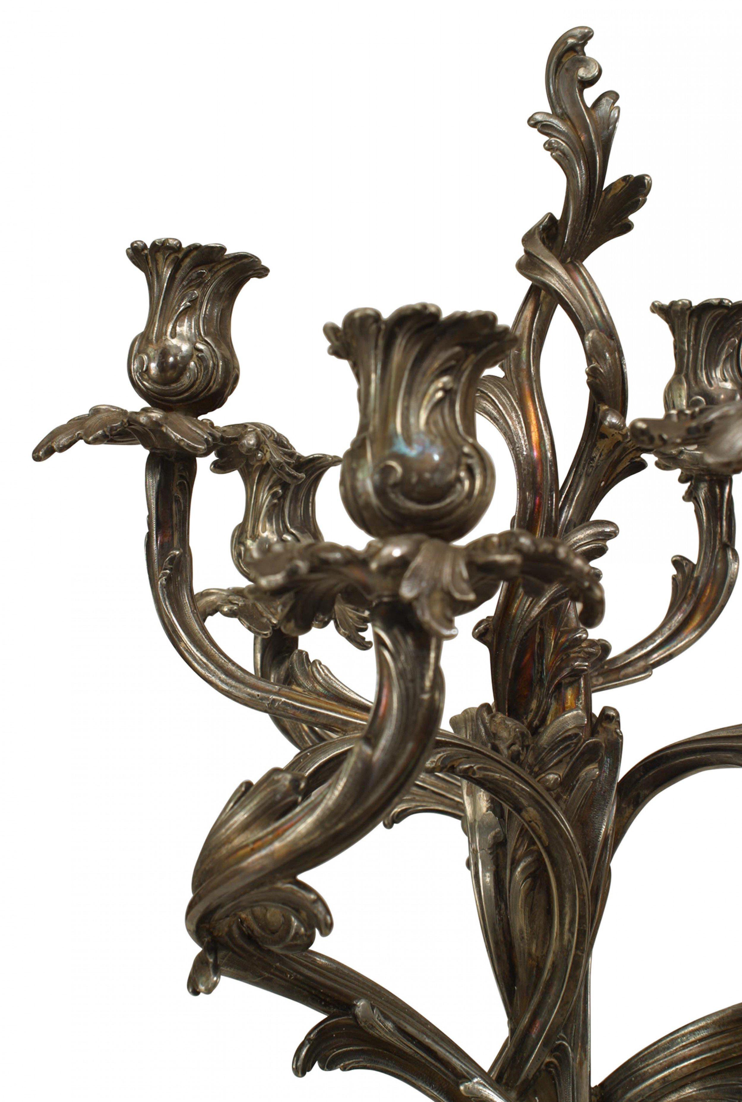 19th Century Pair of French Louis XV Silver Plate Candelabras In Good Condition For Sale In New York, NY