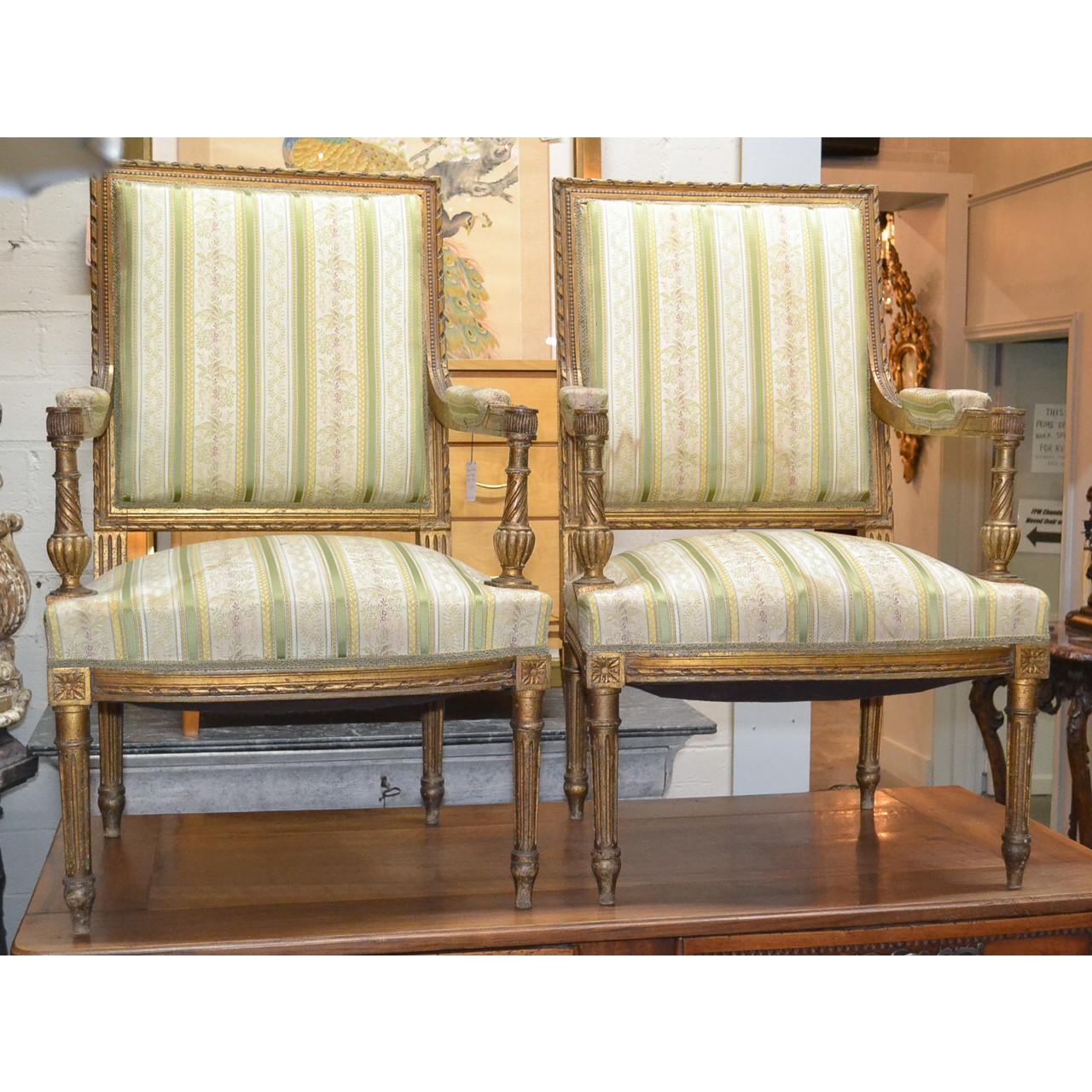 19th Century Pair of French Louis XVI Armchairs In Good Condition In Dallas, TX