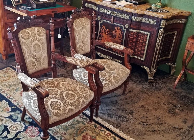 19th Century Pair of French Louis XVI Style Walnut Armchairs For Sale ...