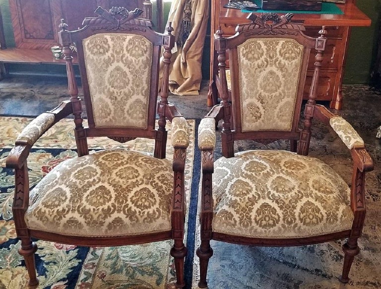 19th Century Pair of French Louis XVI Style Walnut Armchairs For Sale ...