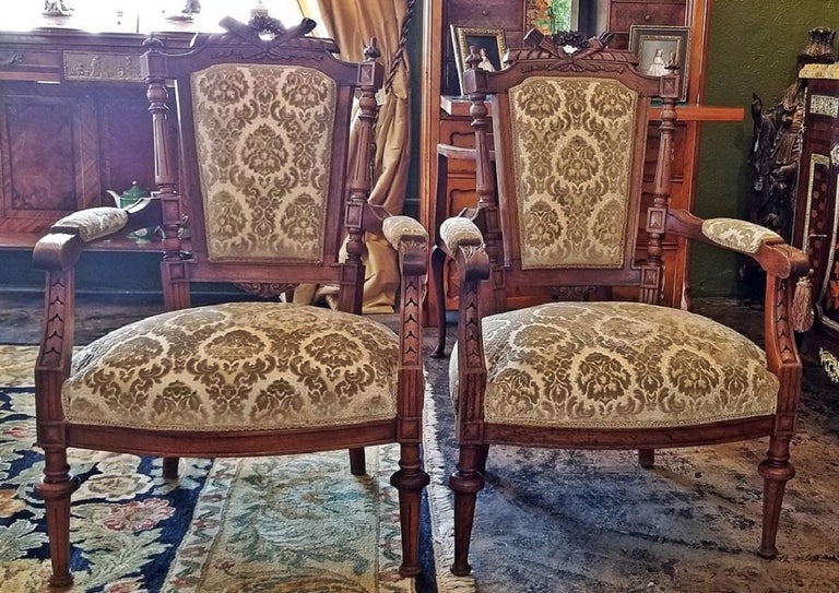 19th Century Pair of French Louis XVI Style Walnut Armchairs For Sale ...