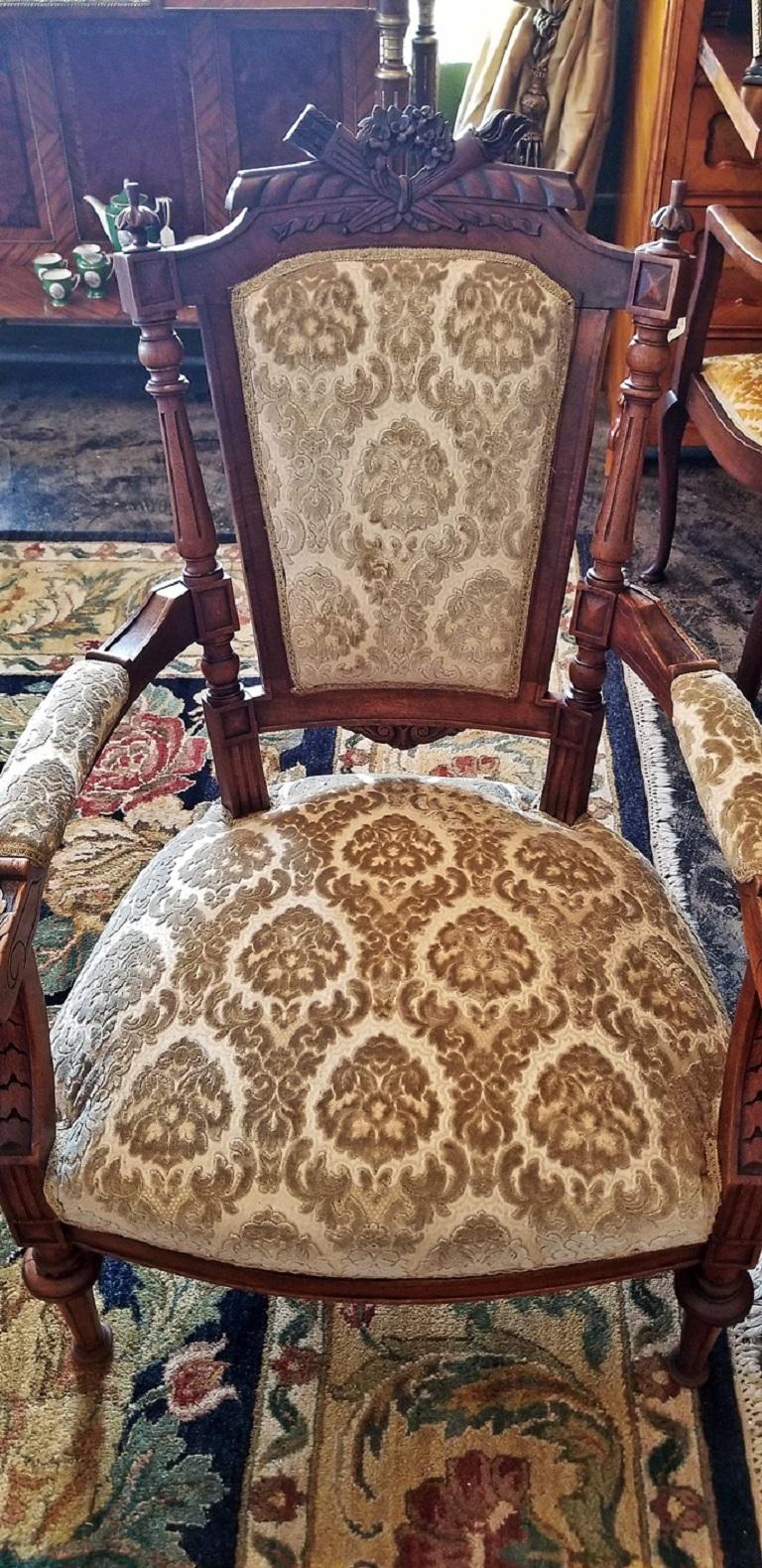 19th Century Pair of French Louis XVI Style Walnut Armchairs For Sale ...