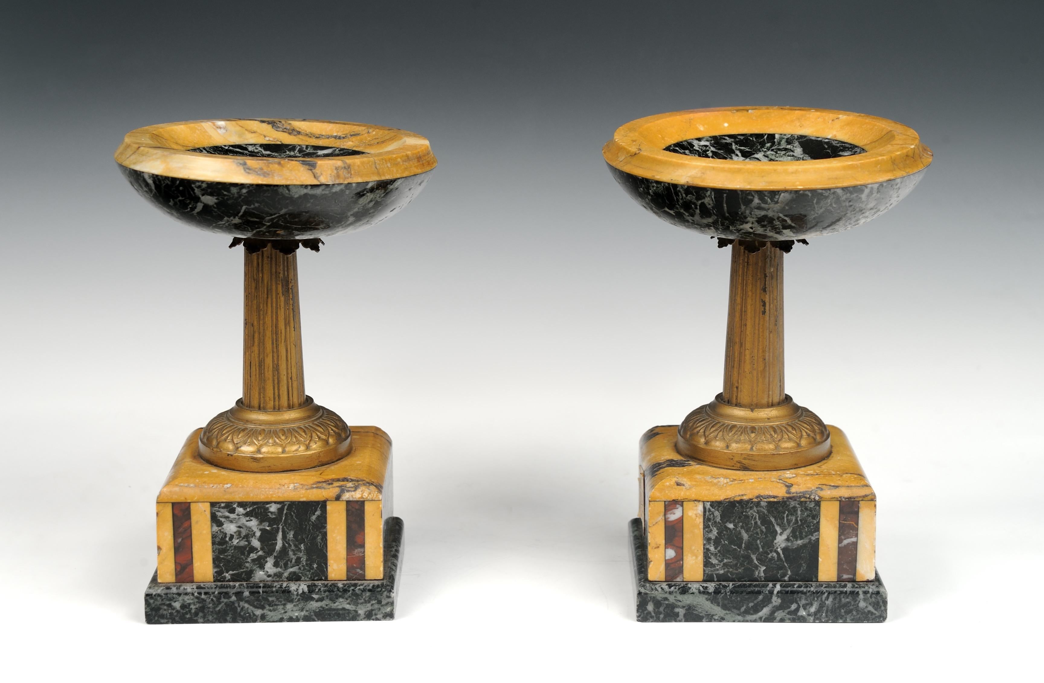 19th century pair of French marble garniture tazzas compotes, circa 1875
marble and bronze
Dimensions: 8.3