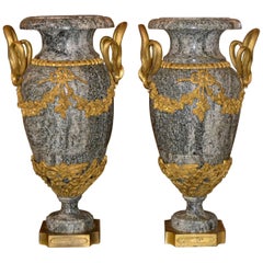 19th Century Pair of French Marble Urns