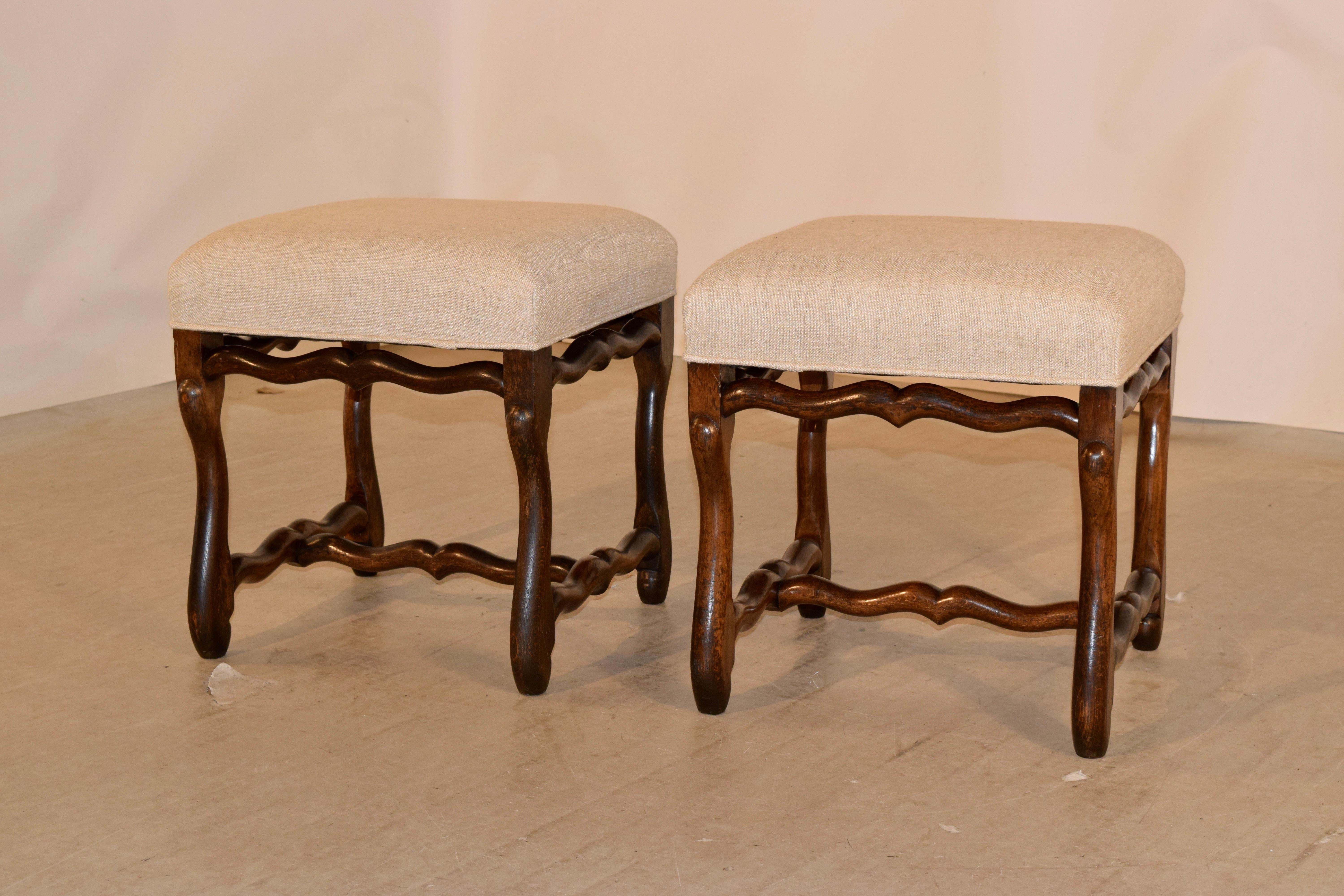 19th Century Pair of French Mutton Leg Stools In Good Condition In High Point, NC