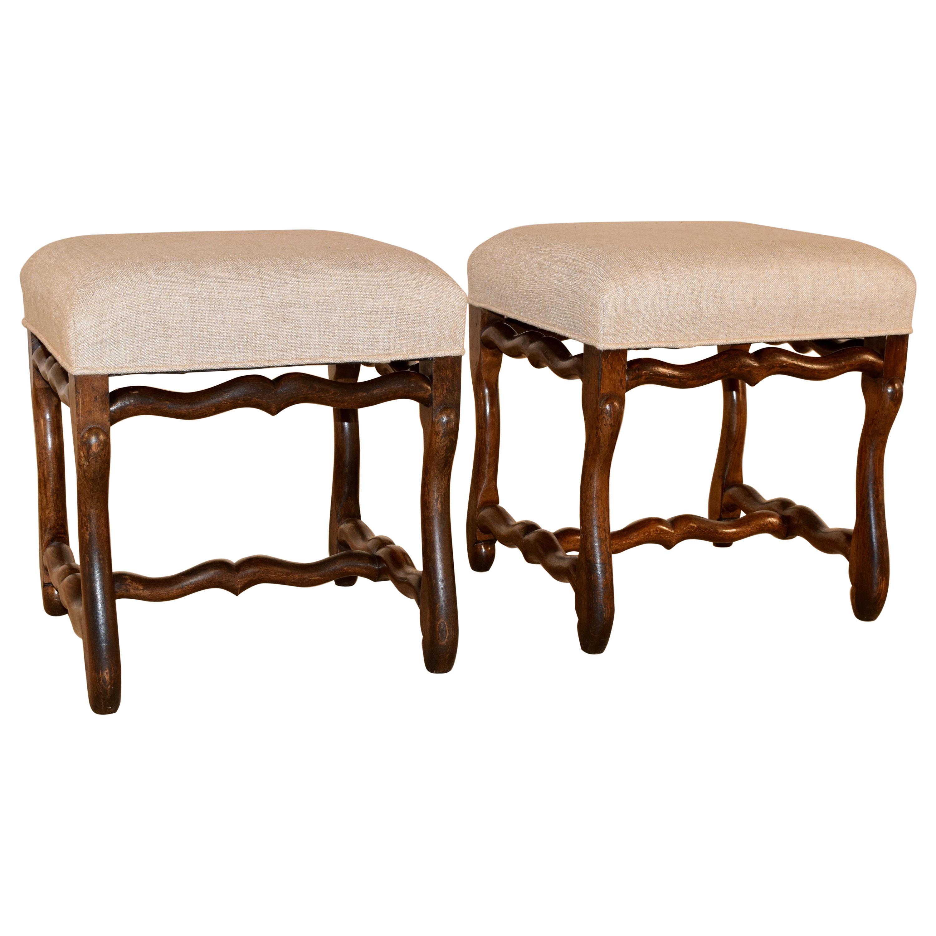 19th Century Pair of French Mutton Leg Stools