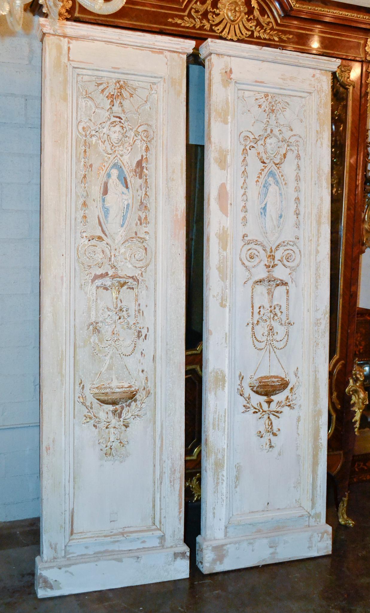 19th Century Pair of French Neoclassical Panels In Good Condition In Dallas, TX
