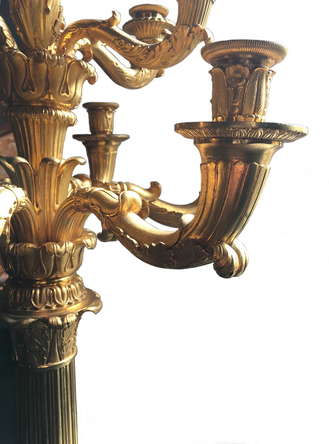 19th Century Pair of French or Russian Gilt Bronze Candelabra, circa 1830 For Sale 5