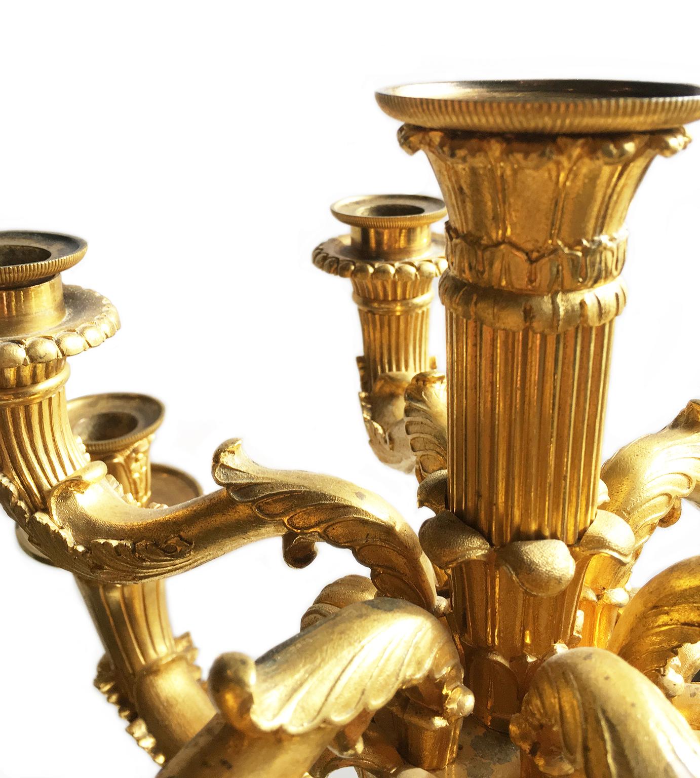 19th Century Pair of French or Russian Gilt Bronze Candelabra, circa 1830 For Sale 7