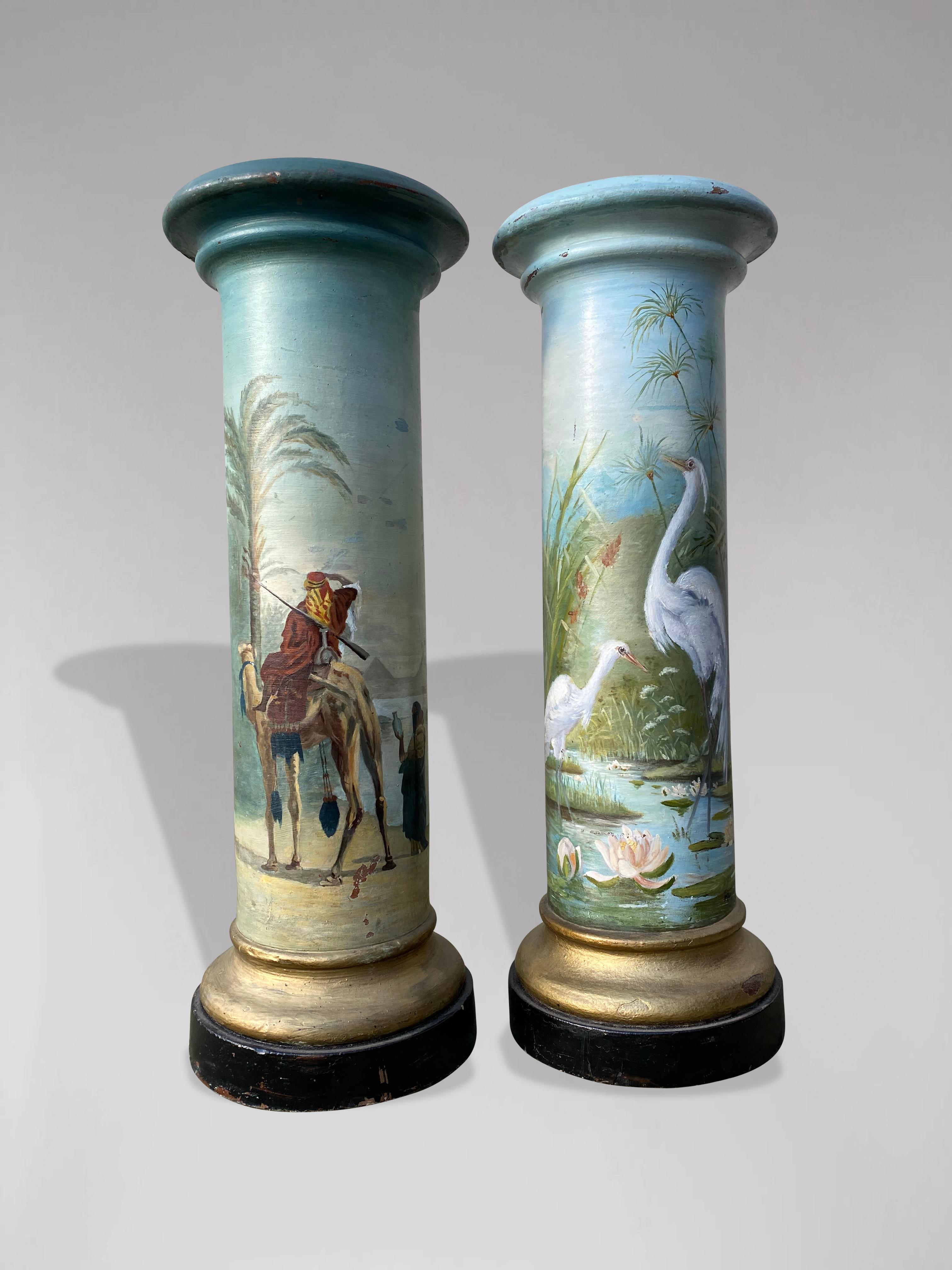 19th Century Pair of French Painted Columns by Marguerite For Sale 4