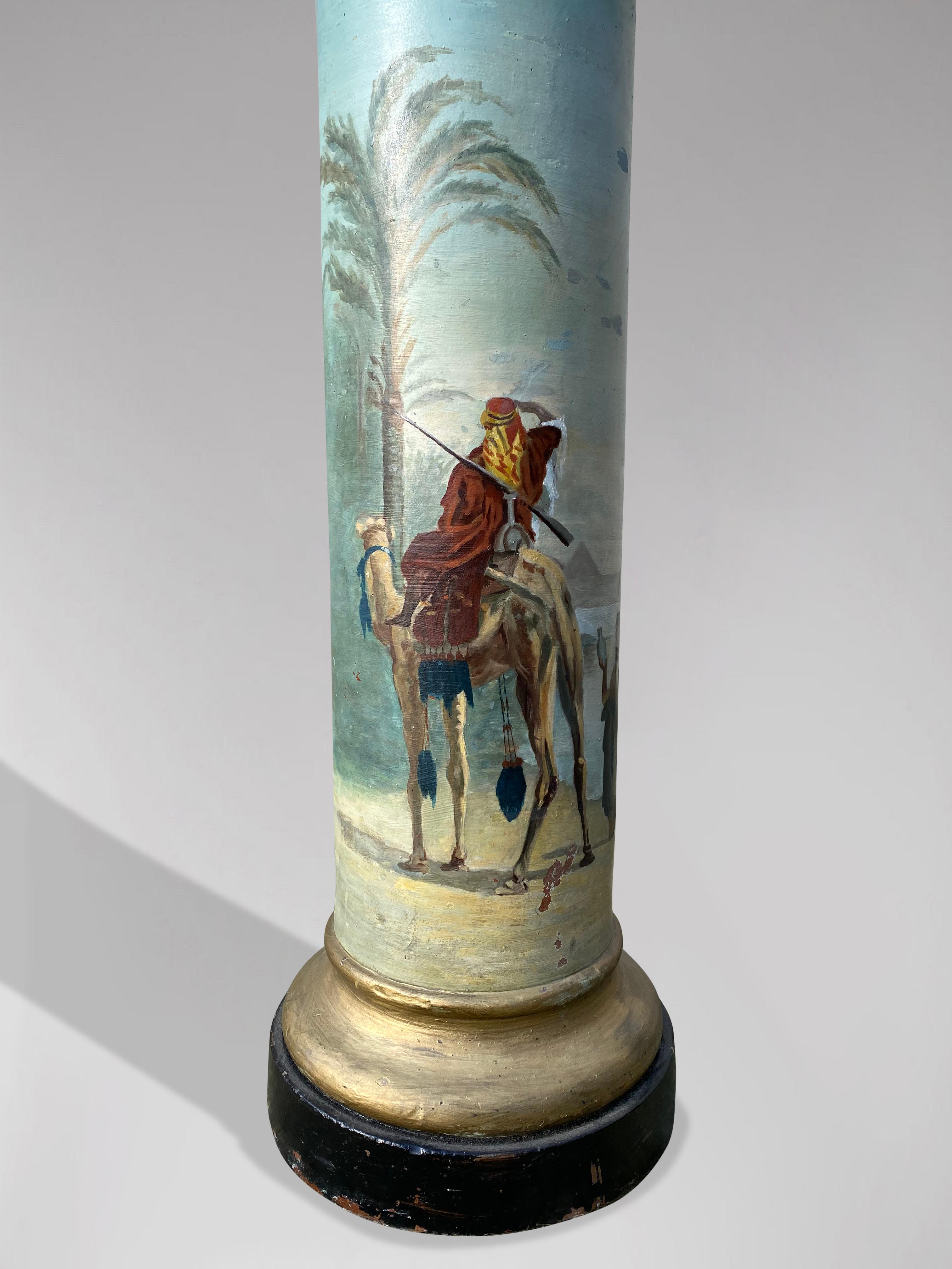 Hand-Crafted 19th Century Pair of French Painted Columns by Marguerite For Sale