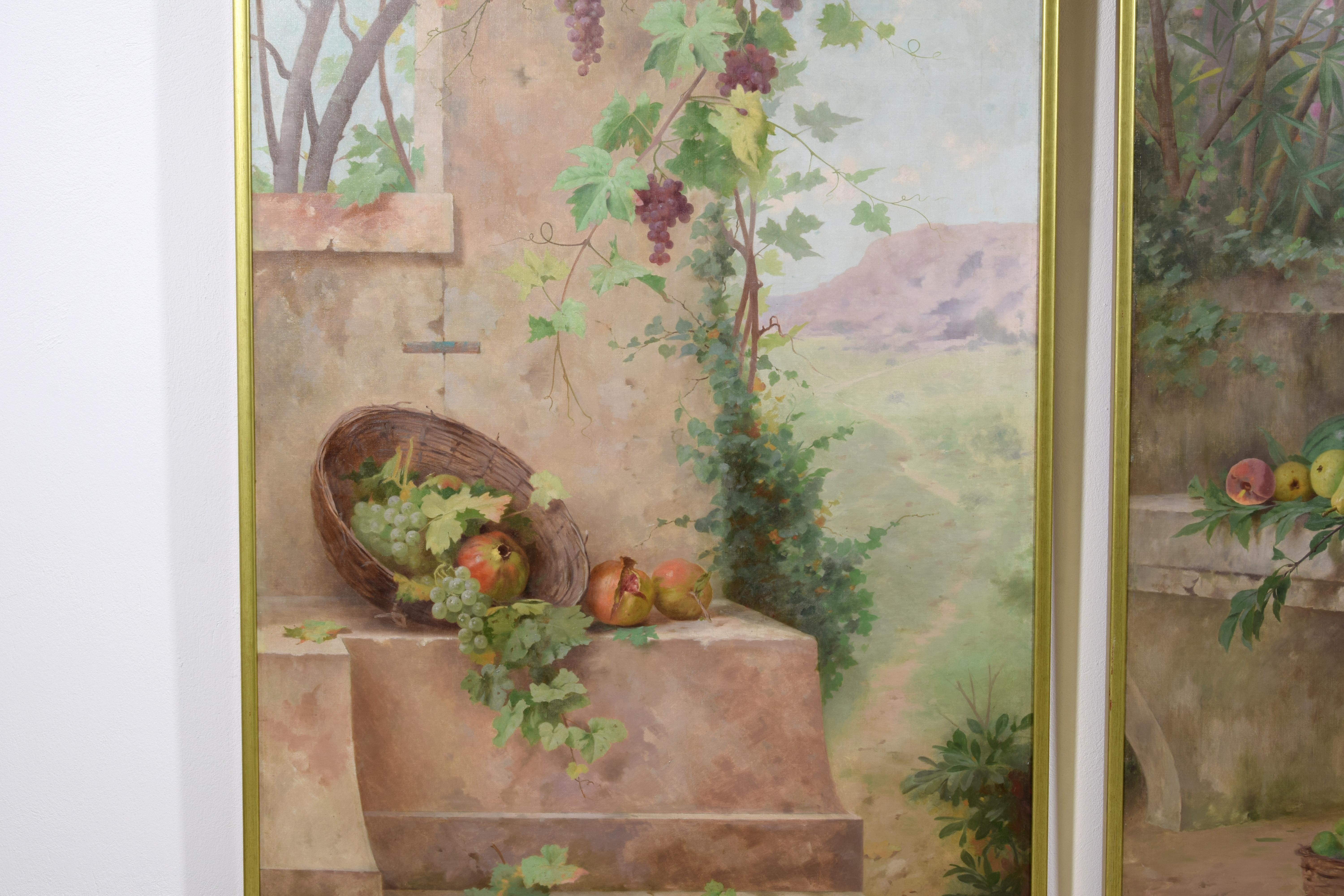 19Th Century, Pair of French Paintings with Still Lifes in Landscape For Sale 6