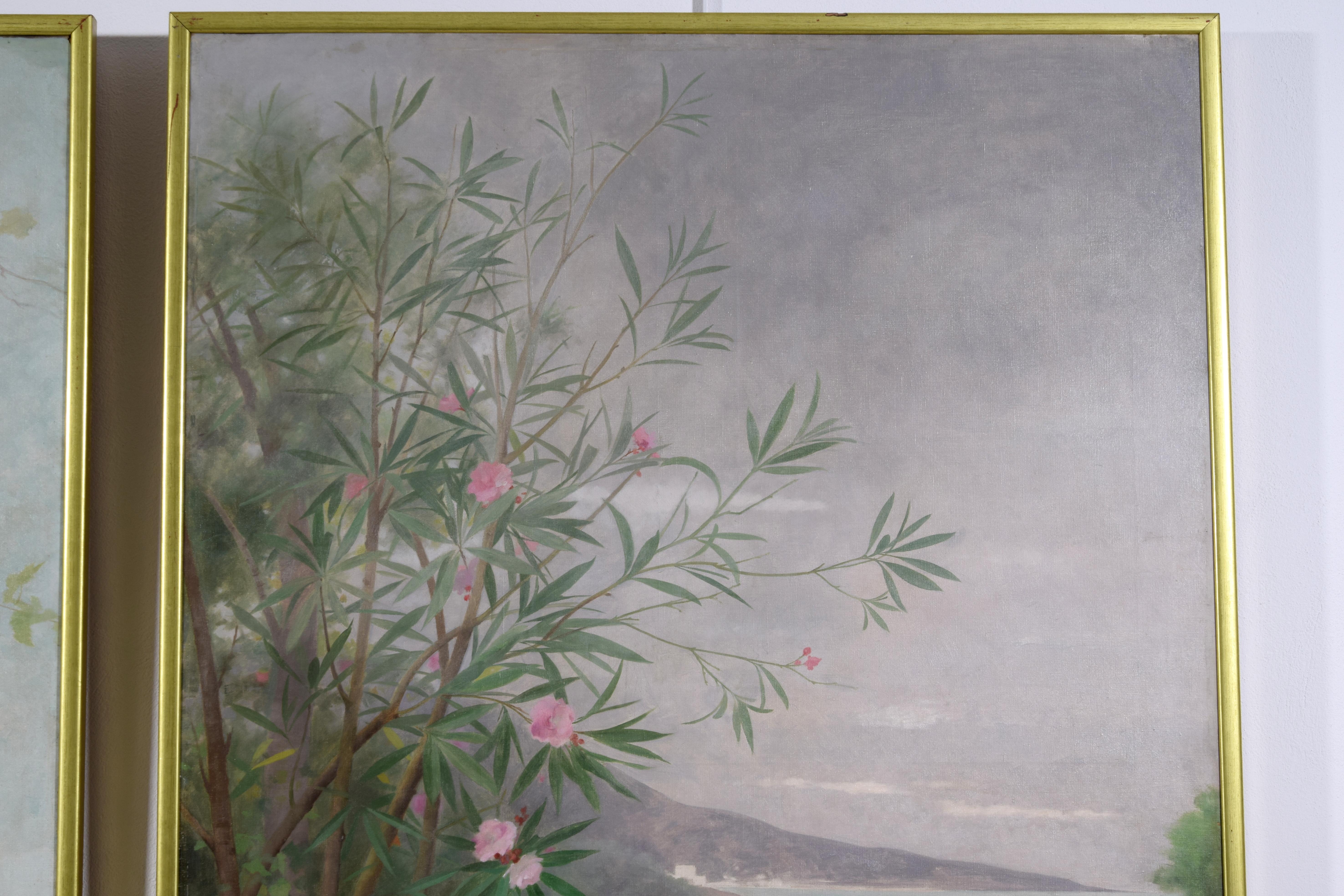 19Th Century, Pair of French Paintings with Still Lifes in Landscape For Sale 11