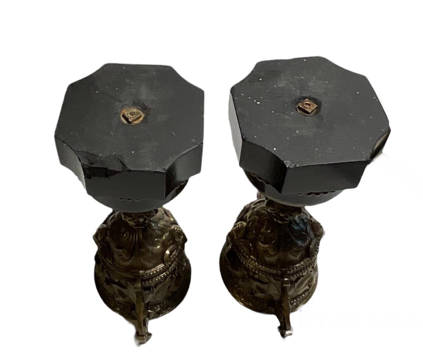 19th Century Pair of French Patinated Bronze Lidded Cups or Urns For Sale 8
