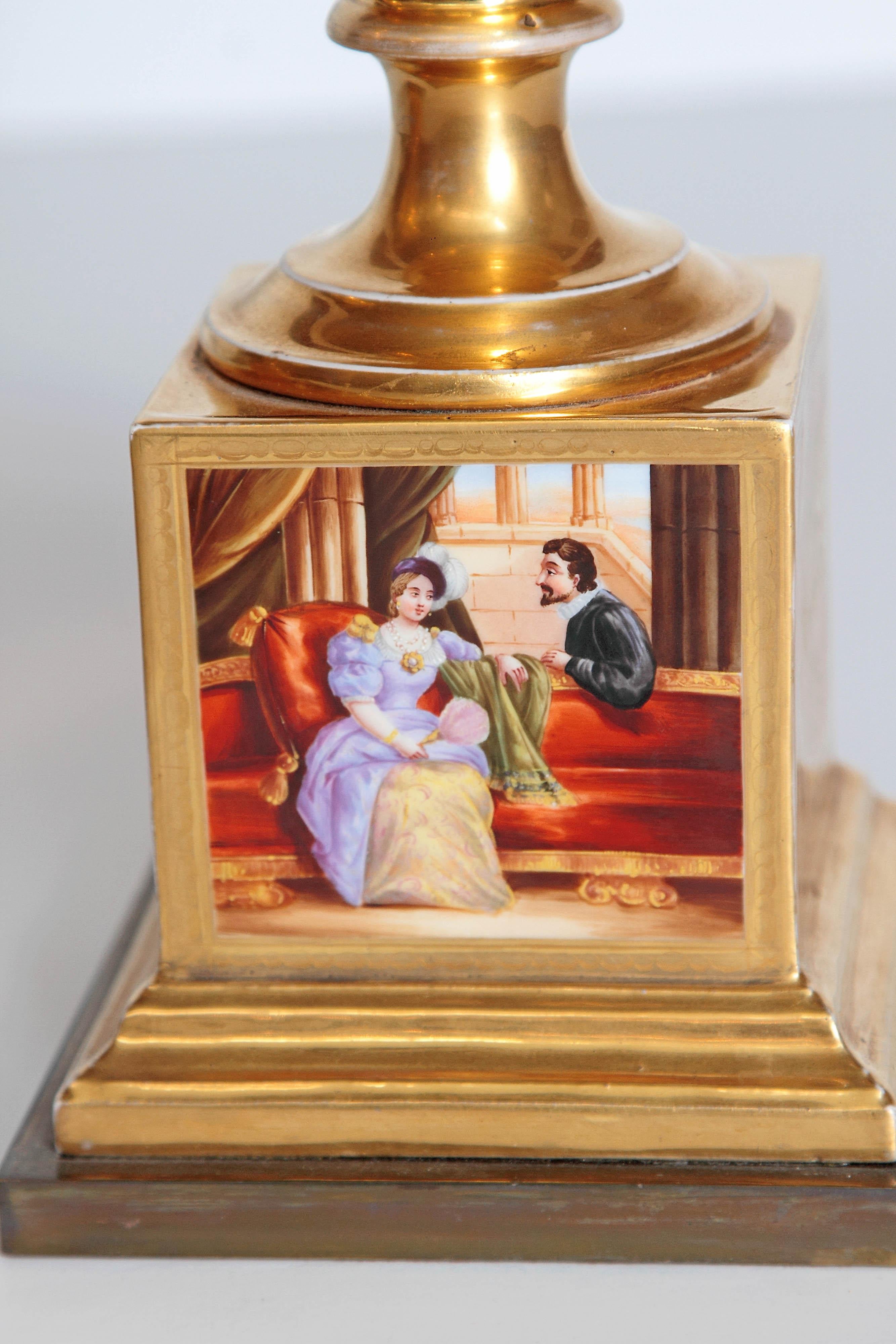 19th Century Pair of French Porcelain Gilt Urns with Scenes 10
