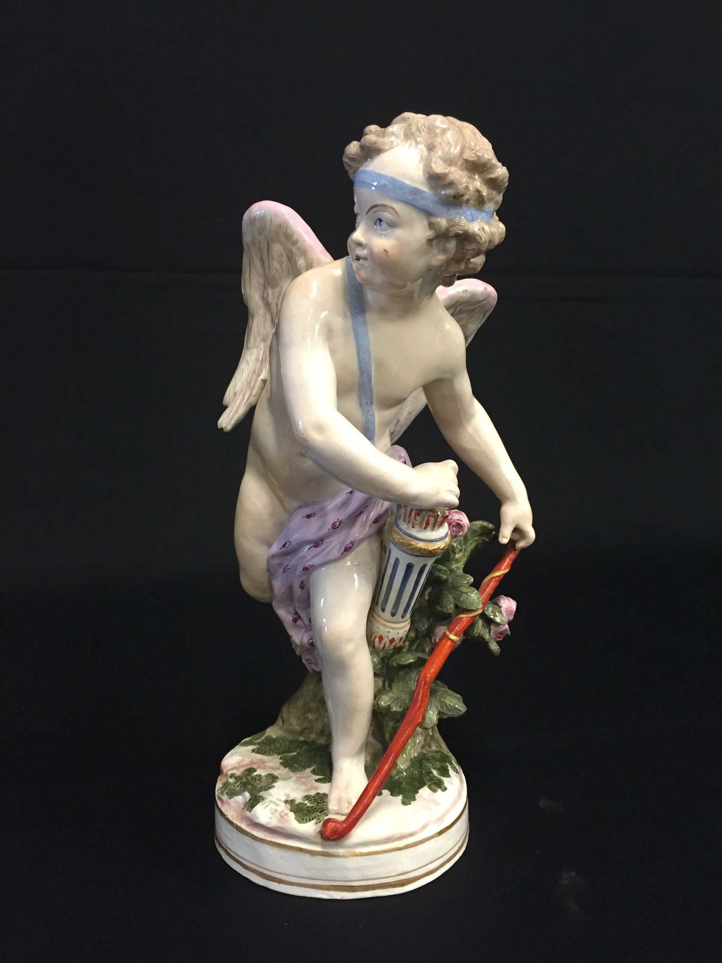 19th Century, Pair of French Porcelain Sculptures Depicting Cupid and Psyche For Sale 5