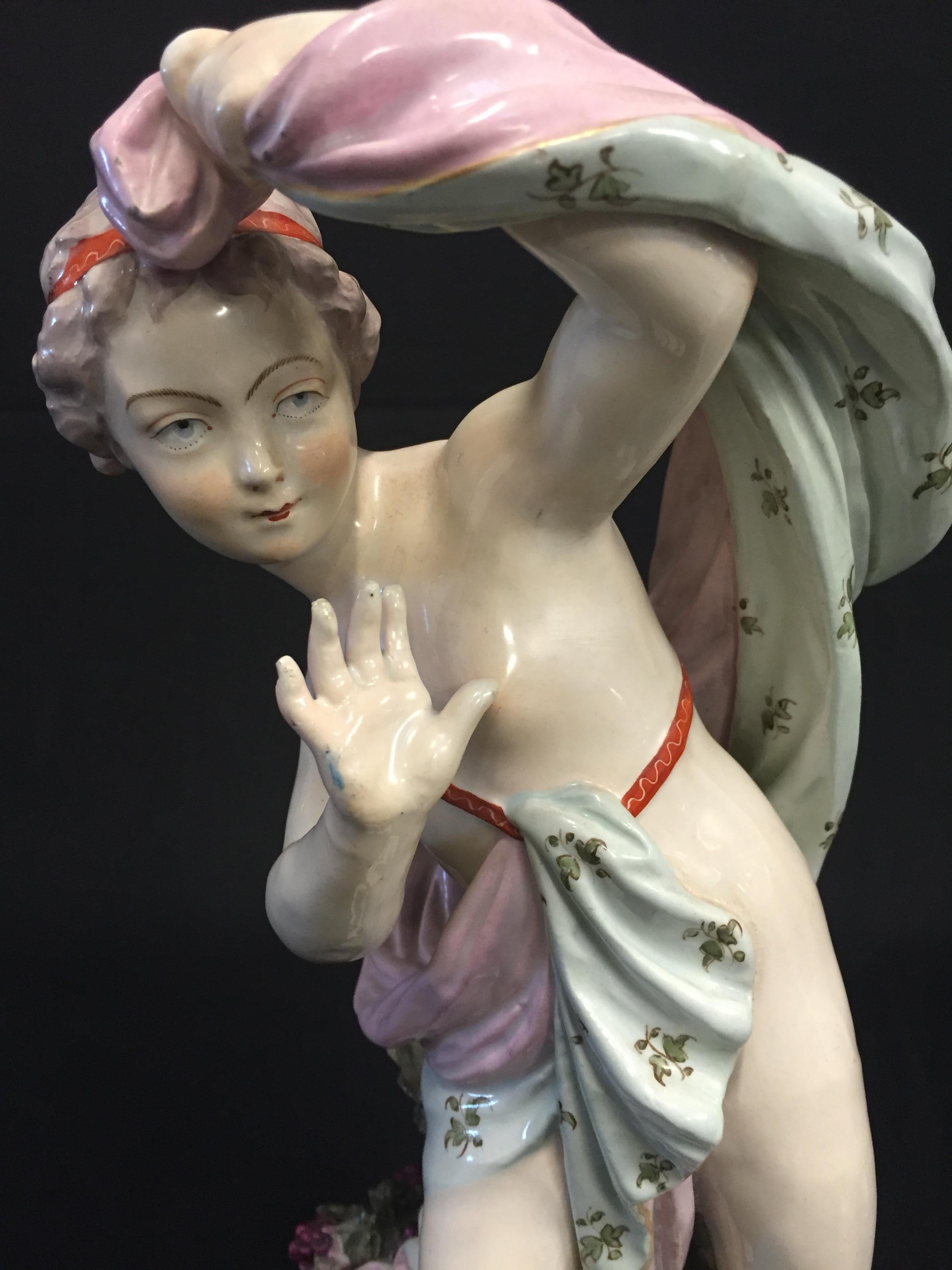 19th Century, Pair of French Porcelain Sculptures Depicting Cupid and Psyche For Sale 8