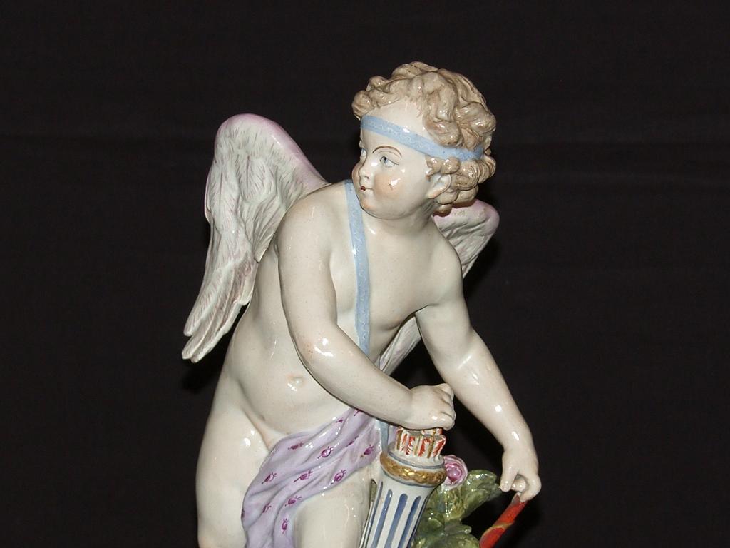 Baroque 19th Century, Pair of French Porcelain Sculptures Depicting Cupid and Psyche For Sale