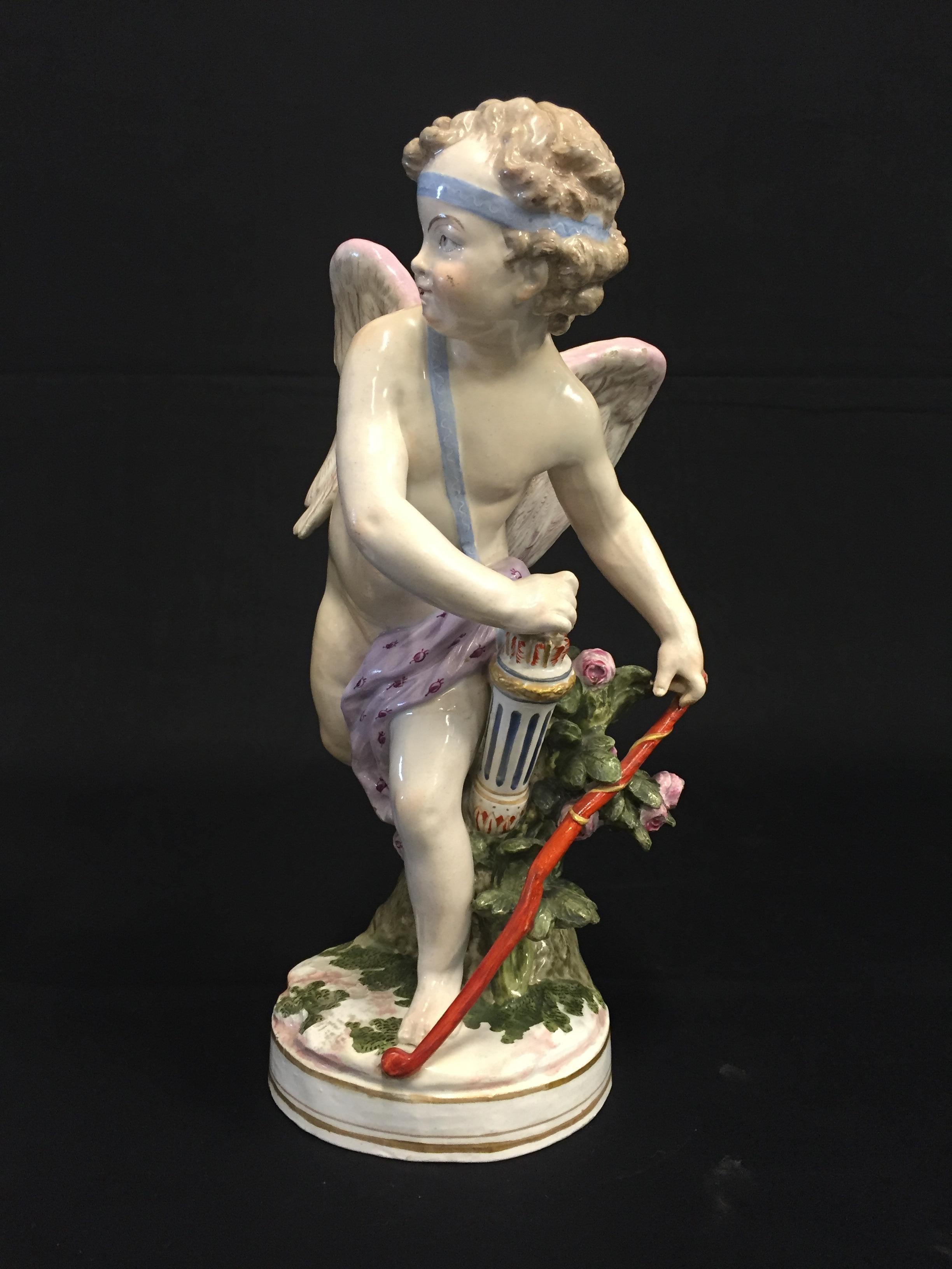 19th Century, Pair of French Porcelain Sculptures Depicting Cupid and Psyche For Sale 4