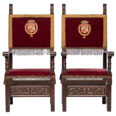 19th Century Pair of French Renaissance Armchairs