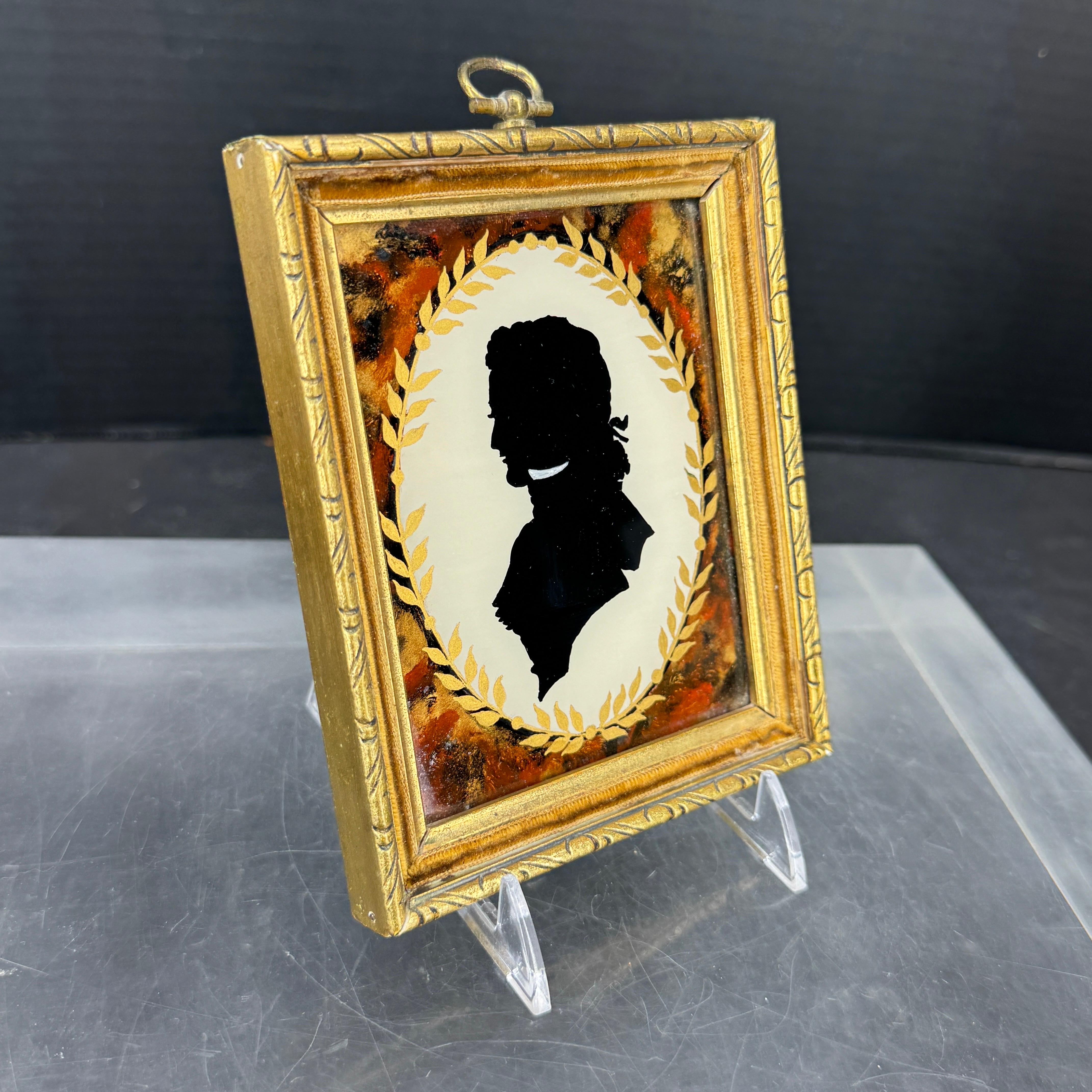 Siglo XIX Pareja de Siluetas de Perfil Francesas Pintadas al Reverso Arte en Bueno estado para la venta en Haddonfield, NJ