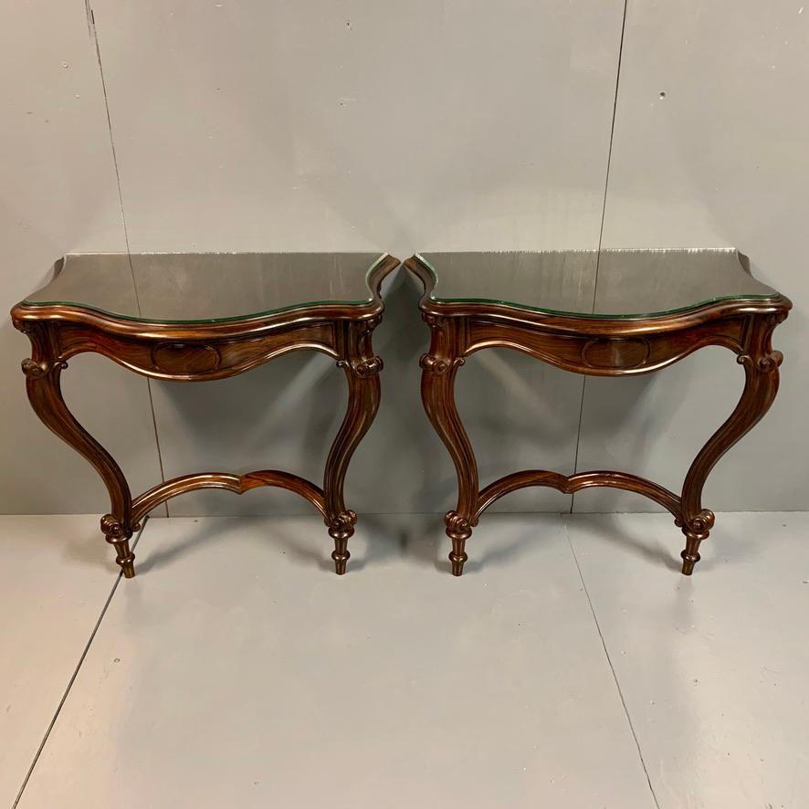 19th Century Pair of French Rosewood Louis XV Style Console Tables 7