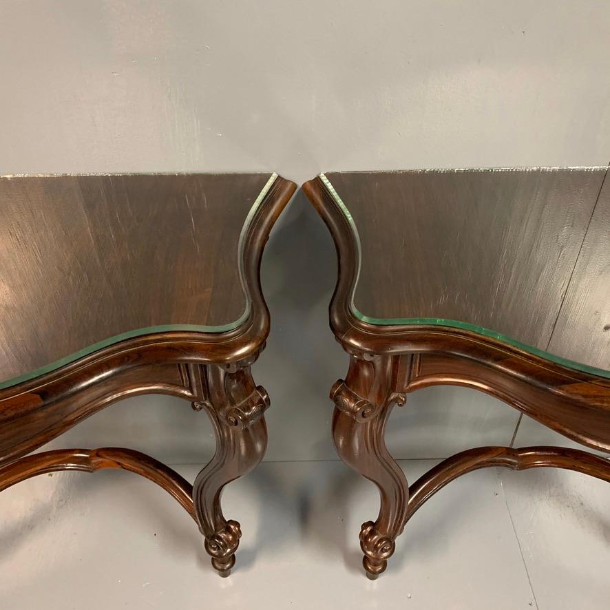 19th Century Pair of French Rosewood Louis XV Style Console Tables 11