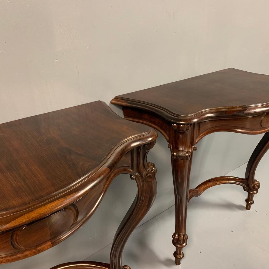 19th Century Pair of French Rosewood Louis XV Style Console Tables 2