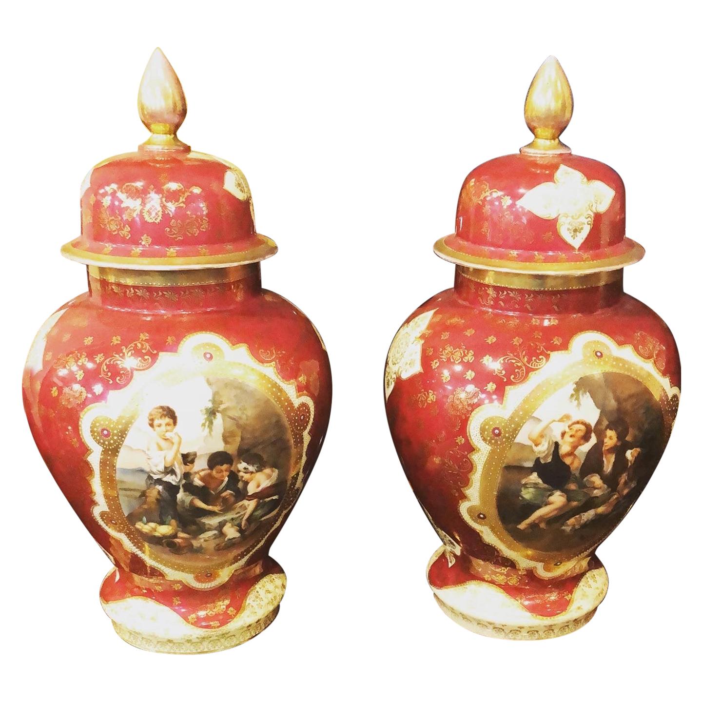 19th Century Pair of French Sevrès Porcelain Vases, 1820s