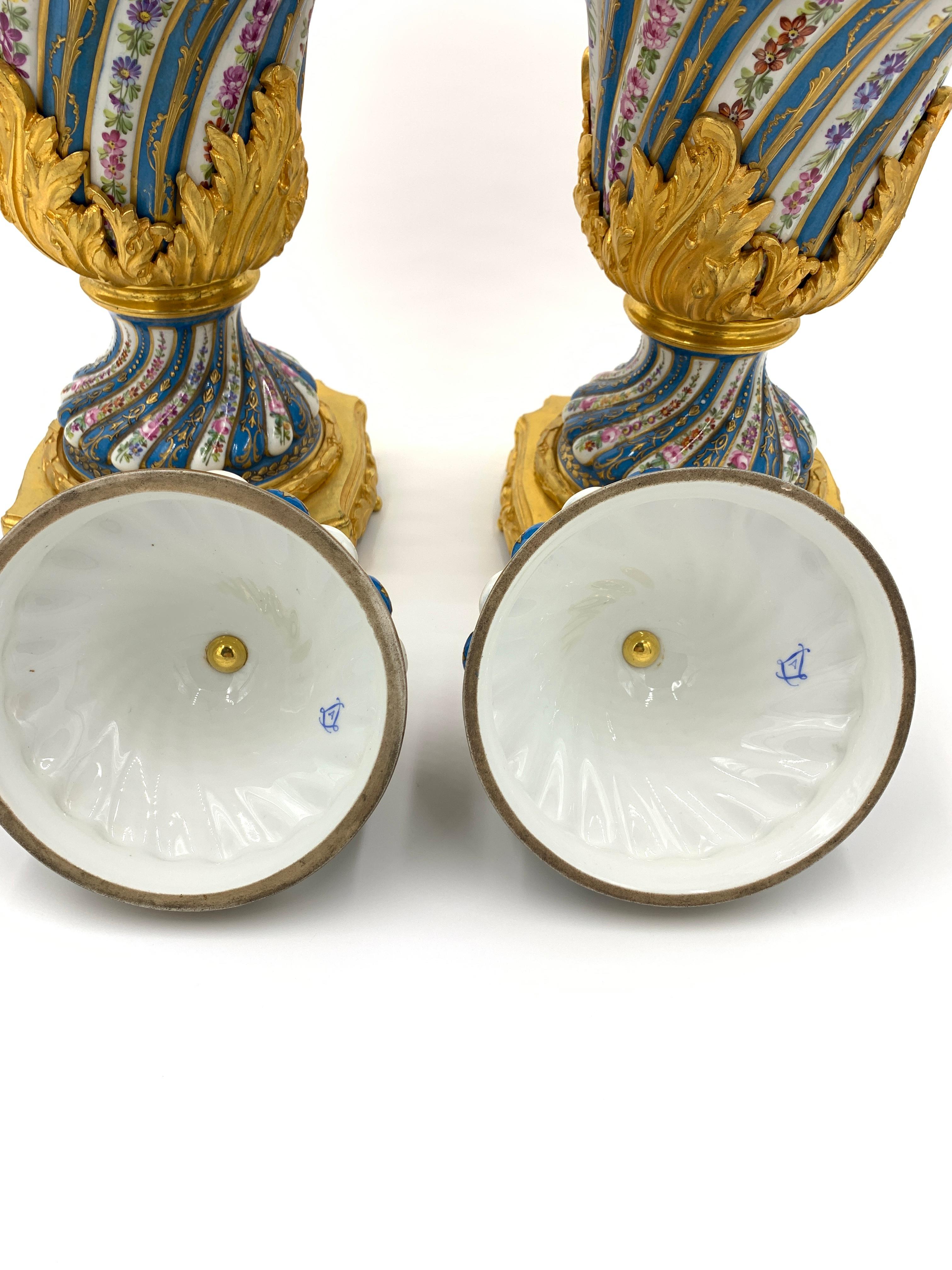 19th Century Pair of French Sevres Style Porcelain Vases 1