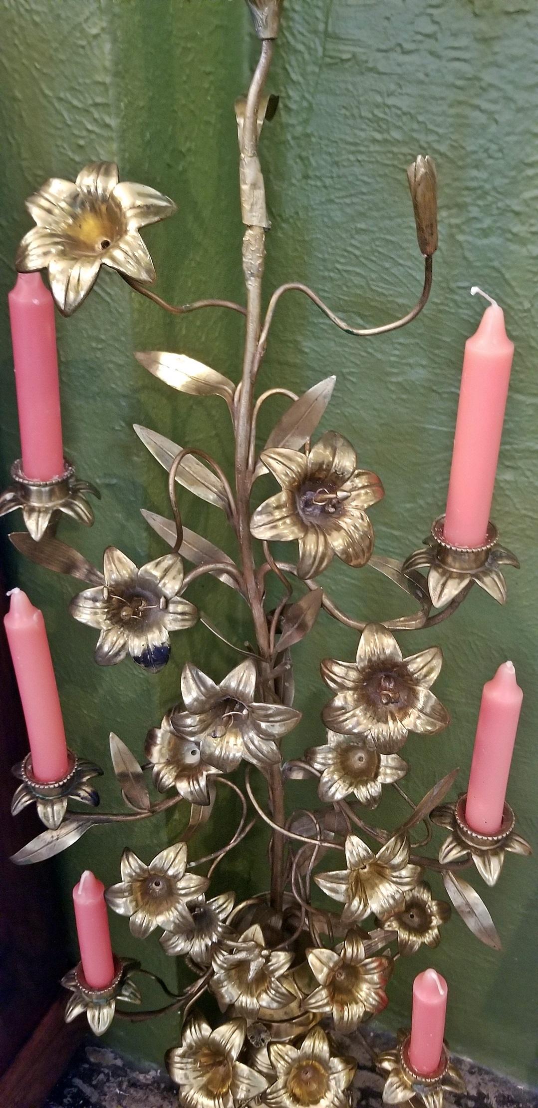 19th Century Pair of French Solid Brass Floor Candelabras 9